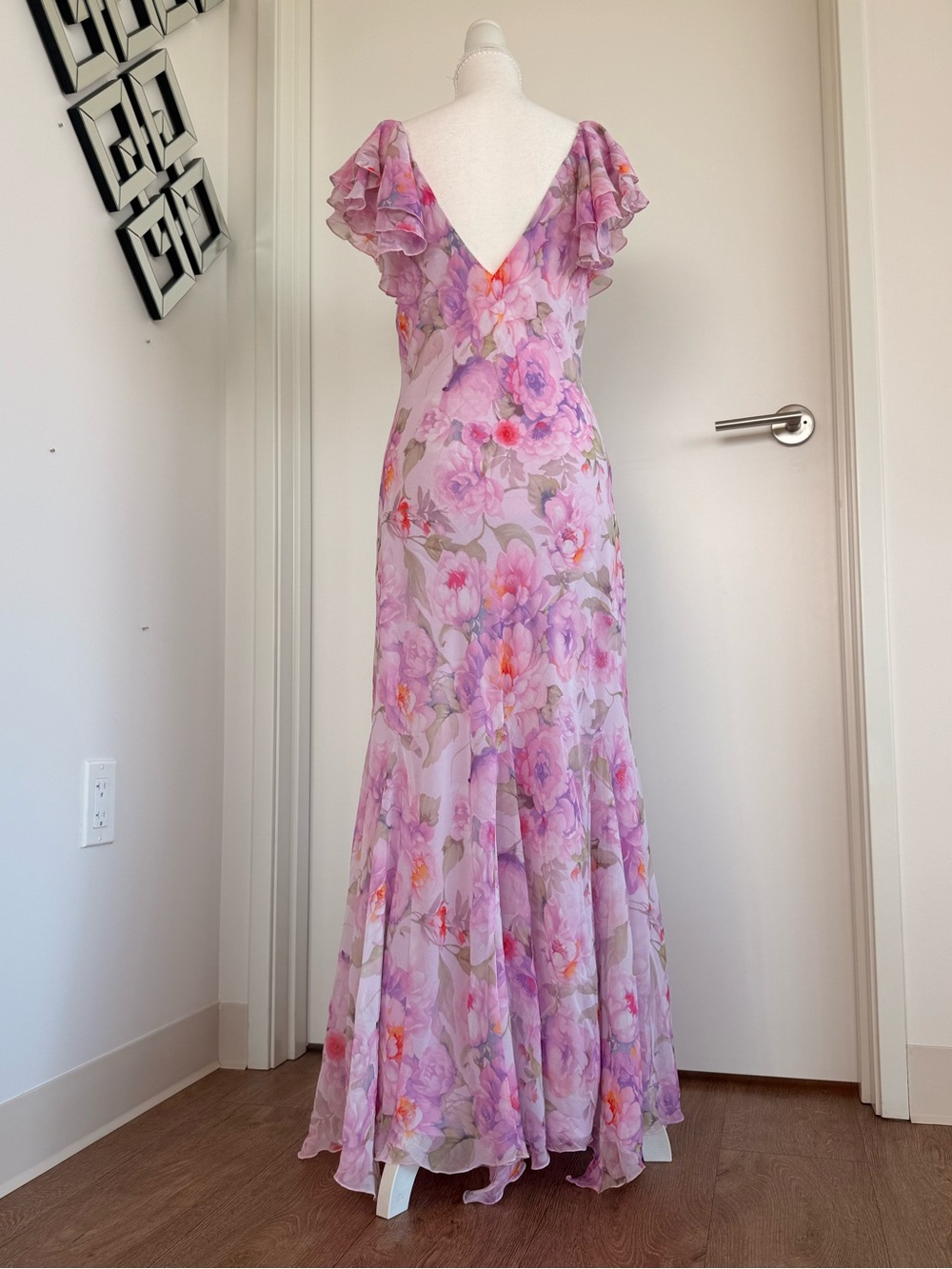 Mango Pastel Floral V-Neck Dress in Lavender and Pink - Picture 8 of 15